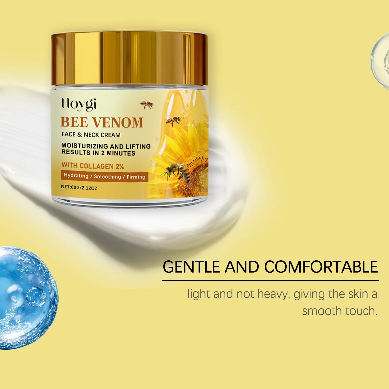 Bee Venom Face Lift Cream Wrinkle Reduction Tightening Restoring Skin Elasticity Hyaluronic Acid Anti-Aging Firming Neck Lotion