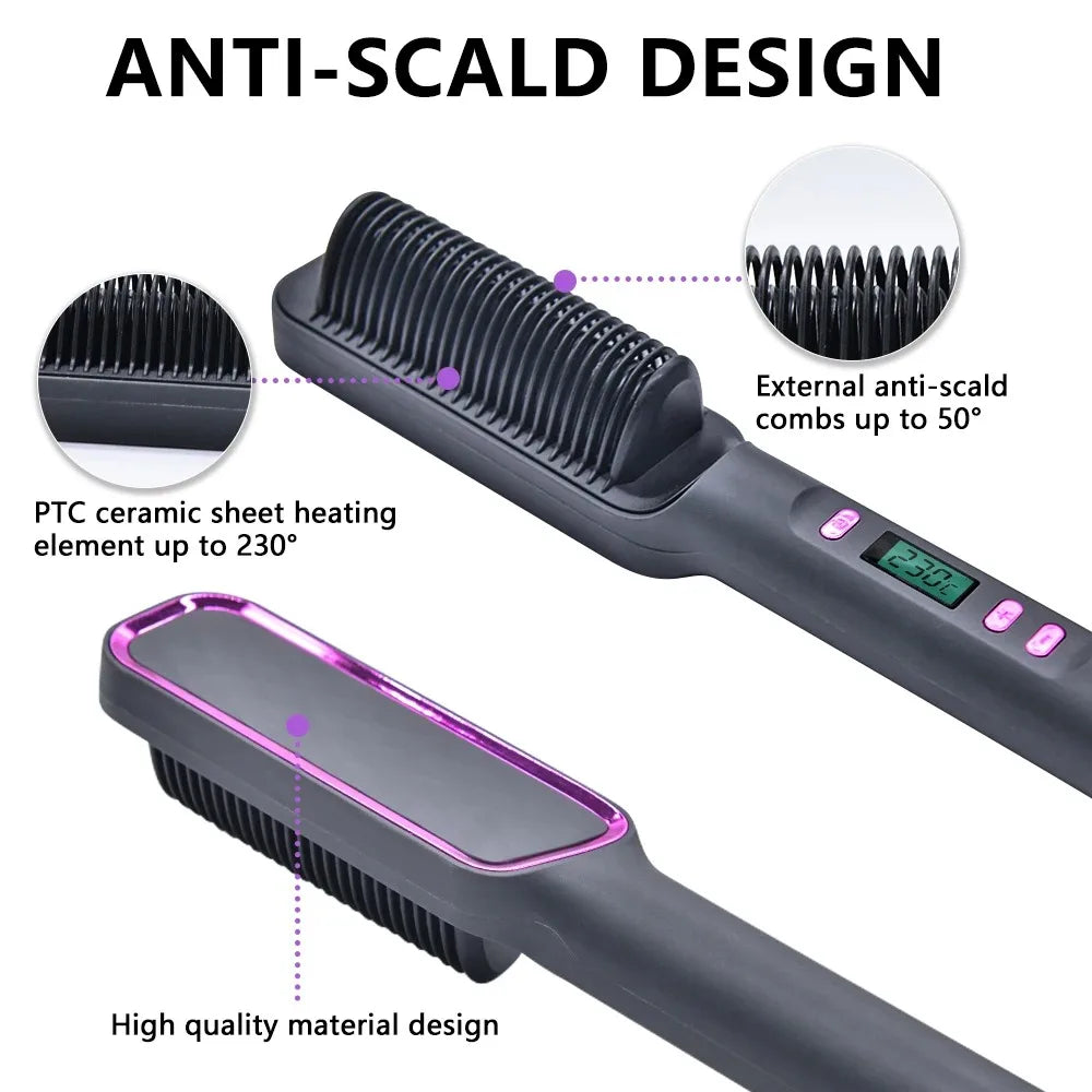 Electric Hot Comb Multifunctional Straight Hair Straightener Comb Negative Ion