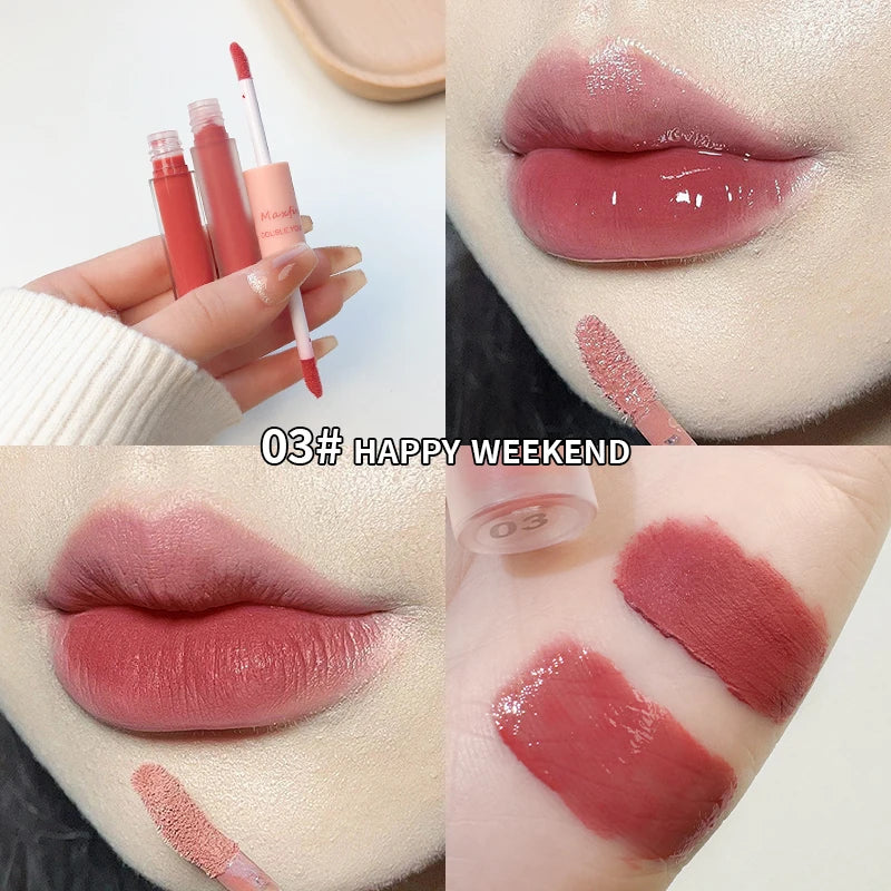 Double headed Lip Glaze Long lasting Matte Waterproof