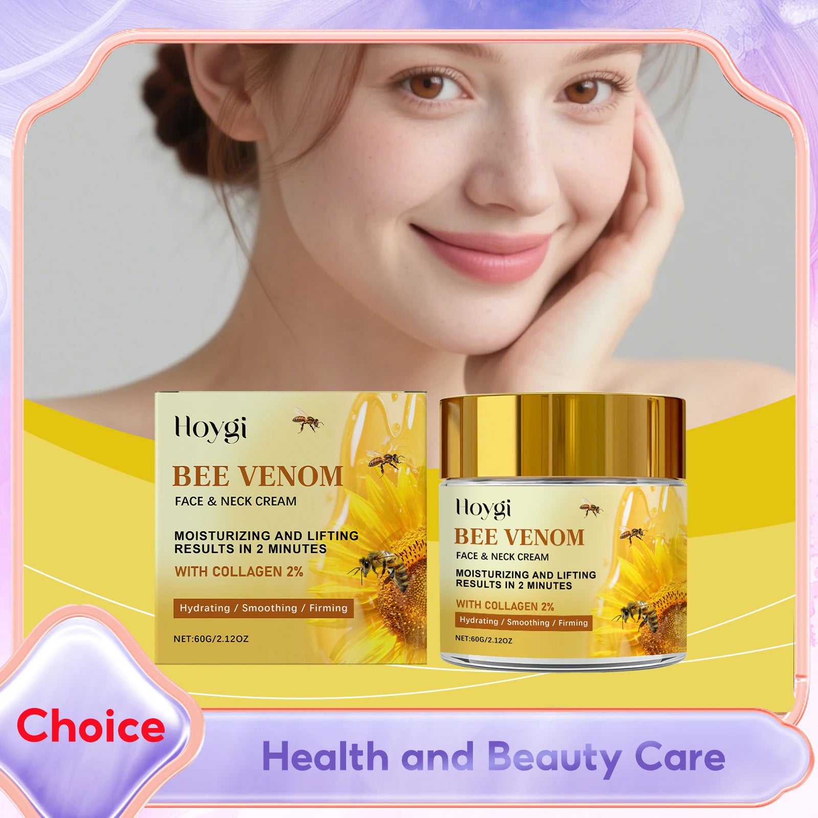 Bee Venom Face Lift Cream Wrinkle Reduction Tightening Restoring Skin Elasticity Hyaluronic Acid Anti-Aging Firming Neck Lotion