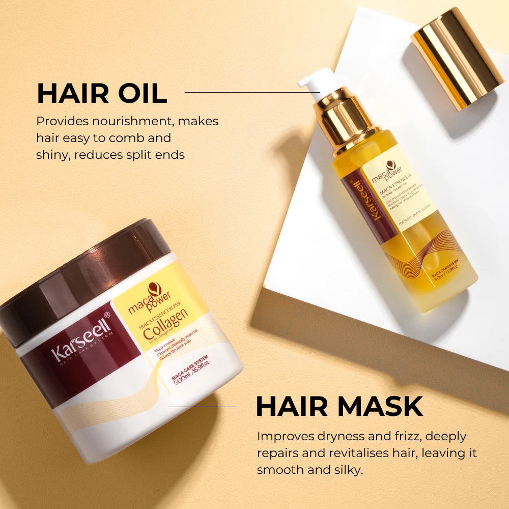 Karseell Hair Mask 500ml + Argan Oil 2pcs Set Deep Repair Conditioning