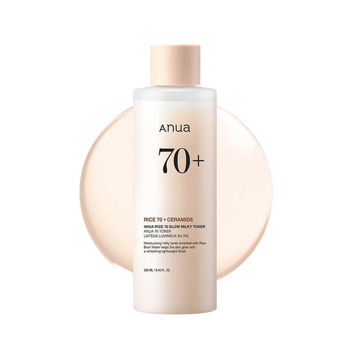 Anua Rice 70 Glow Milky Toner With 70% Rice Water & Ceramide - Hydrating Brightening Facial Toner F