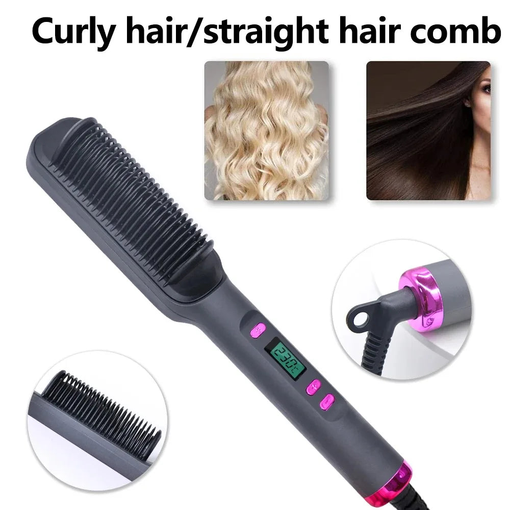 Electric Hot Comb Multifunctional Straight Hair Straightener Comb Negative Ion