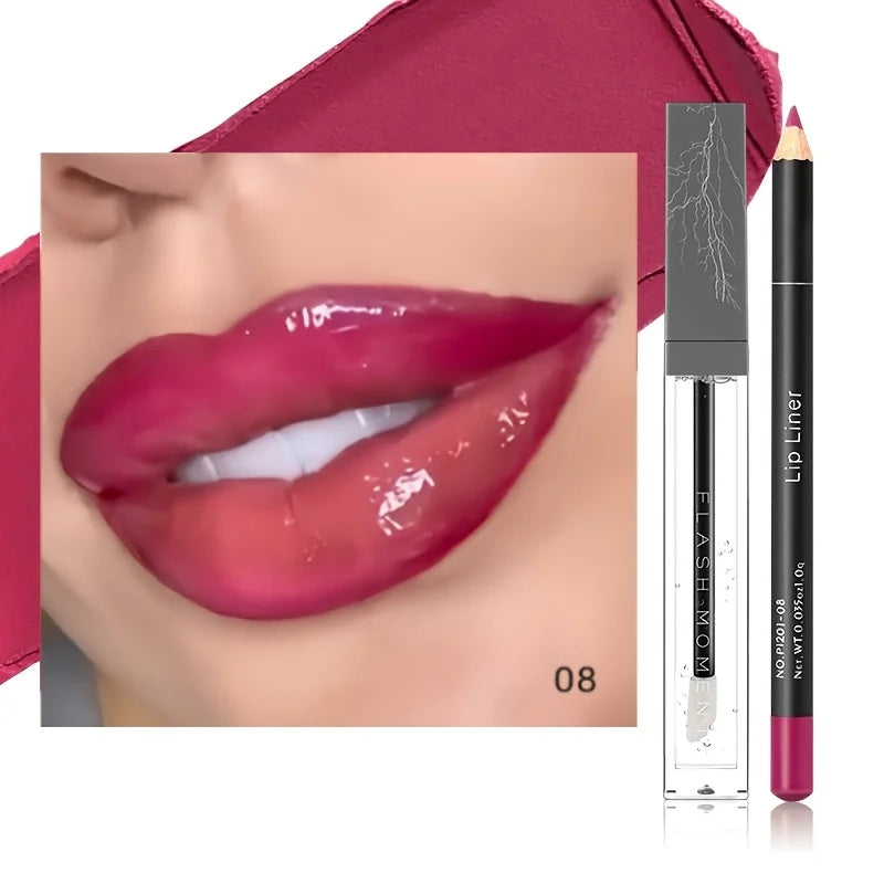 Hydrating Lip Makeup Duo Set -Infused Lip Liner & Transparent Lip Oil