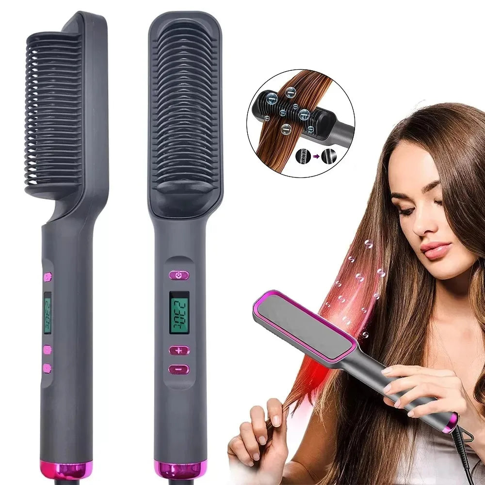 Electric Hot Comb Multifunctional Straight Hair Straightener Comb Negative Ion