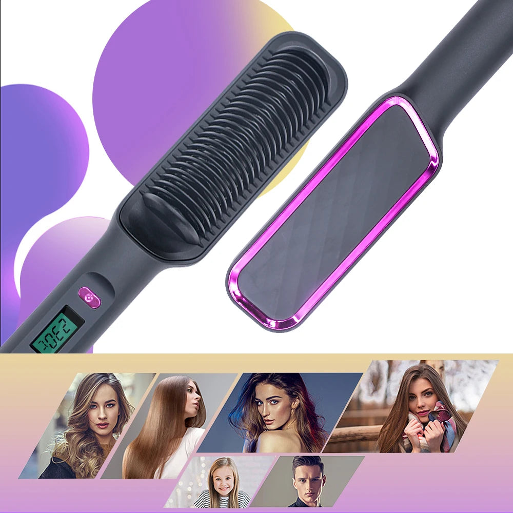 Electric Hot Comb Multifunctional Straight Hair Straightener Comb Negative Ion