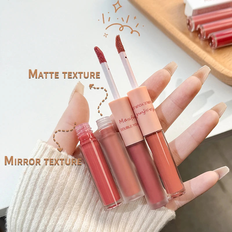 Double headed Lip Glaze Long lasting Matte Waterproof