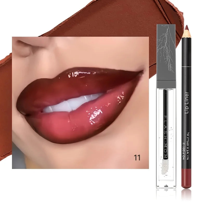 Hydrating Lip Makeup Duo Set -Infused Lip Liner & Transparent Lip Oil