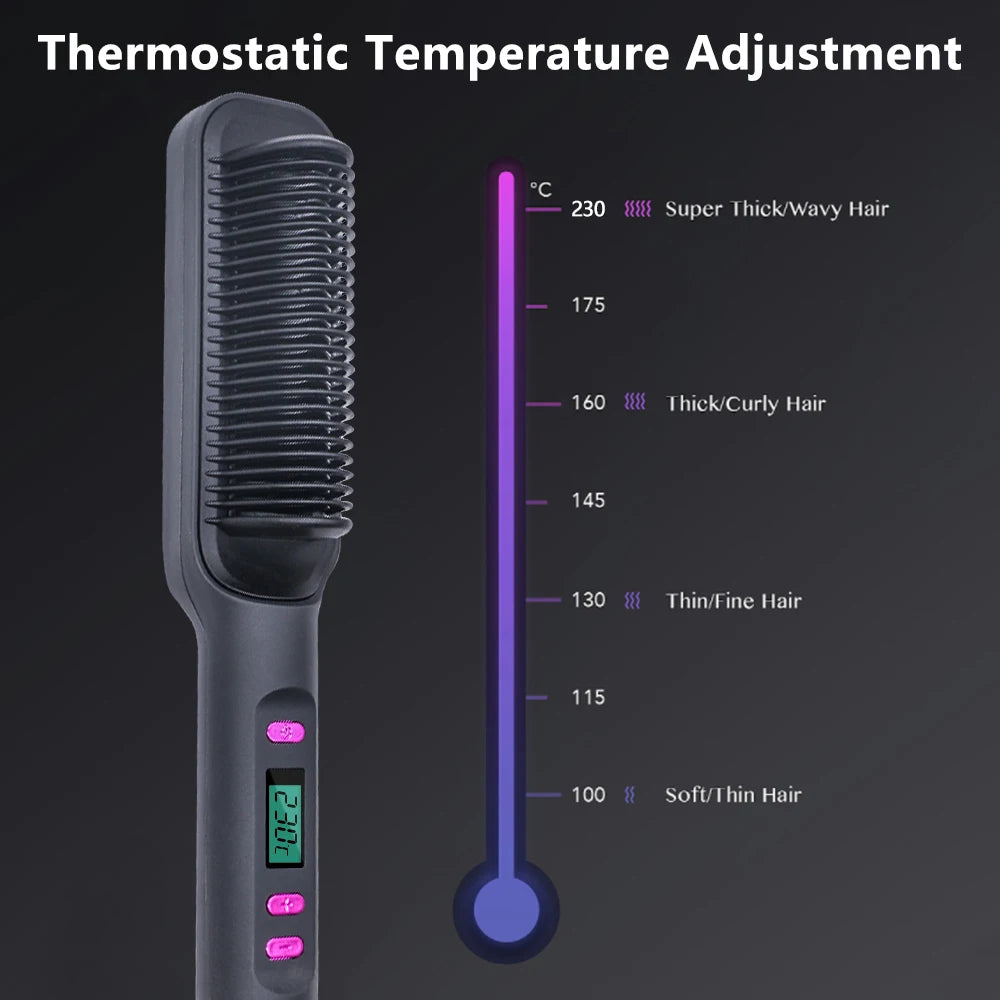 Electric Hot Comb Multifunctional Straight Hair Straightener Comb Negative Ion