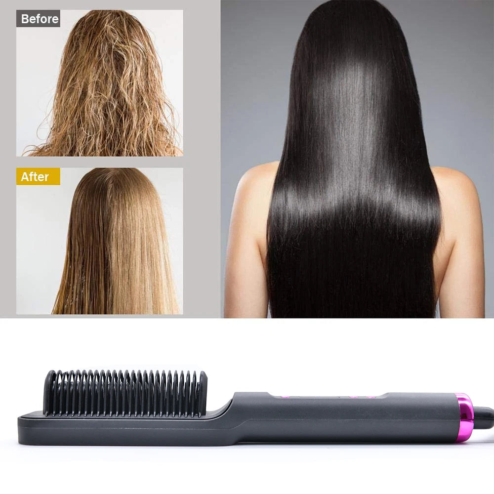 Electric Hot Comb Multifunctional Straight Hair Straightener Comb Negative Ion