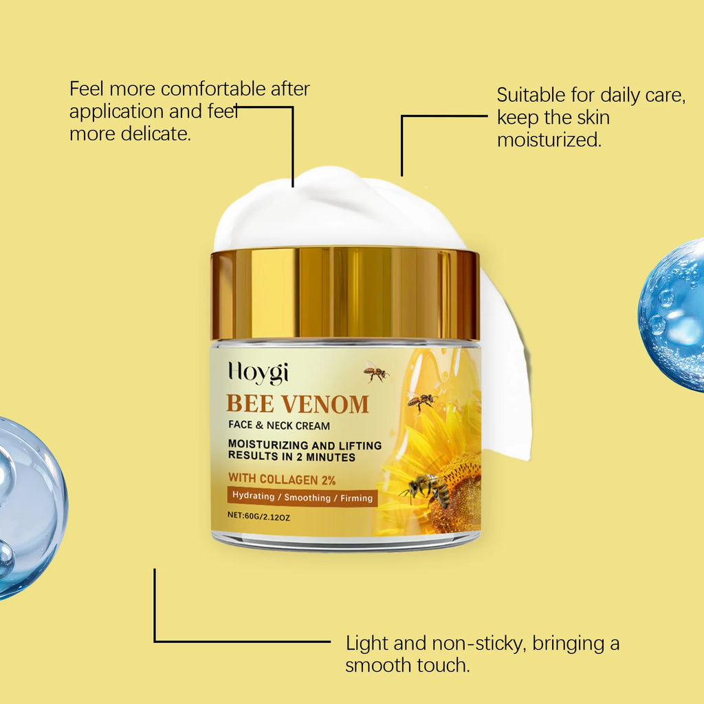 Bee Venom Face Lift Cream Wrinkle Reduction Tightening Restoring Skin Elasticity Hyaluronic Acid Anti-Aging Firming Neck Lotion