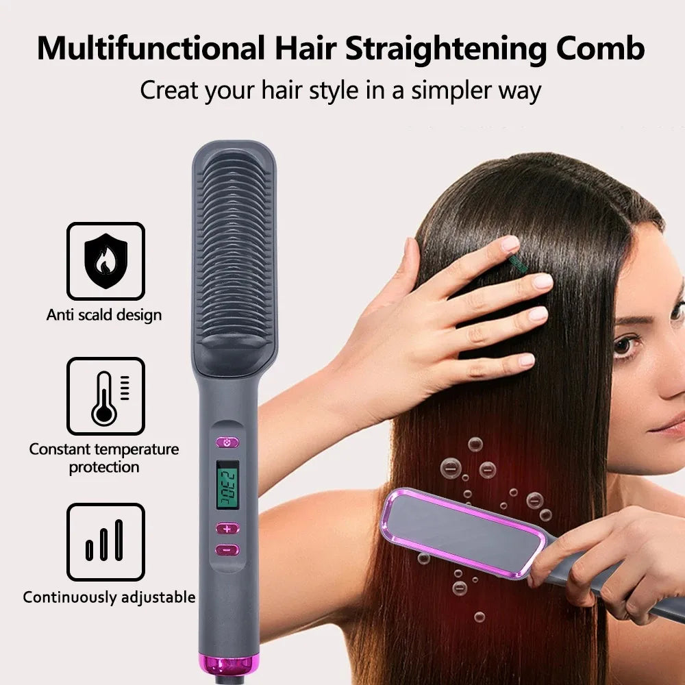 Electric Hot Comb Multifunctional Straight Hair Straightener Comb Negative Ion