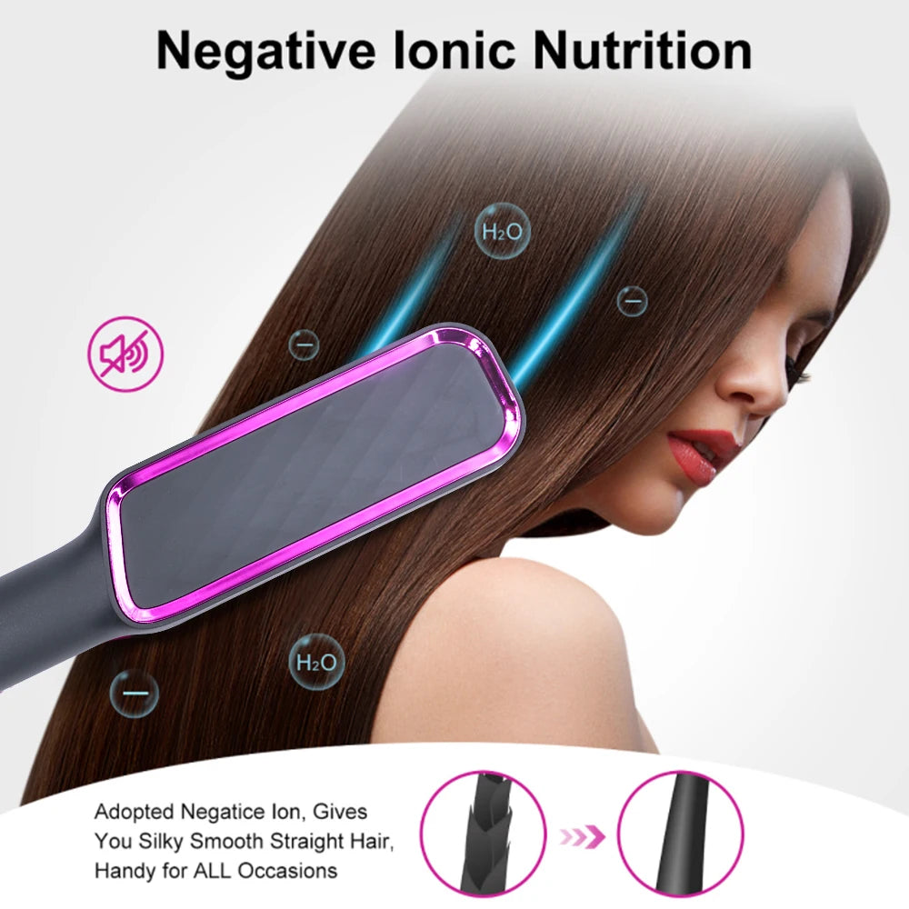 Electric Hot Comb Multifunctional Straight Hair Straightener Comb Negative Ion
