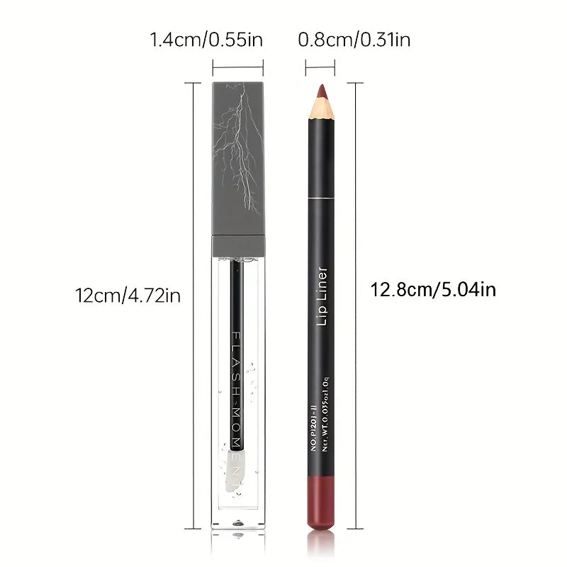 Hydrating Lip Makeup Duo Set -Infused Lip Liner & Transparent Lip Oil