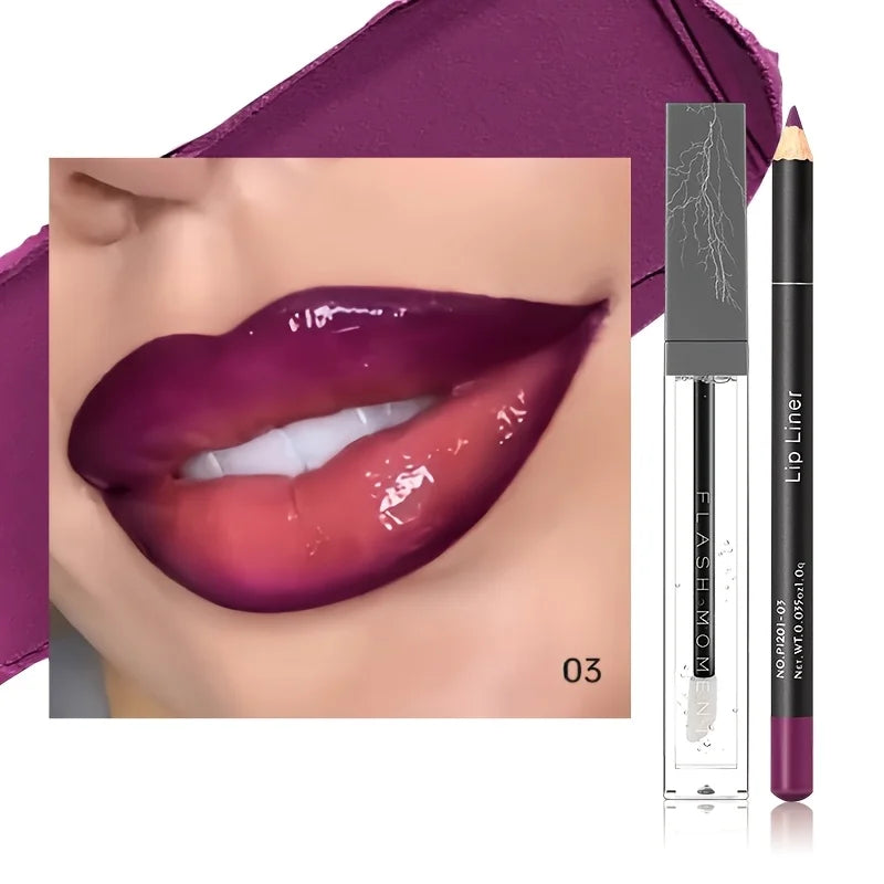 Hydrating Lip Makeup Duo Set -Infused Lip Liner & Transparent Lip Oil