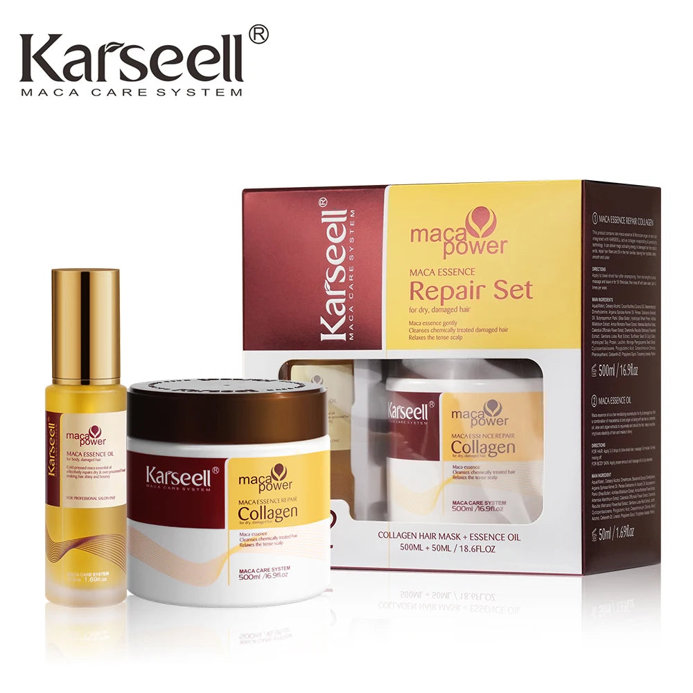 Karseell Hair Mask 500ml + Argan Oil 2pcs Set Deep Repair Conditioning