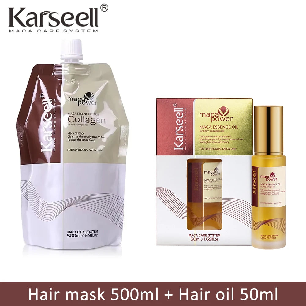 Karseell Hair Mask 500ml + Argan Oil 2pcs Set Deep Repair Conditioning